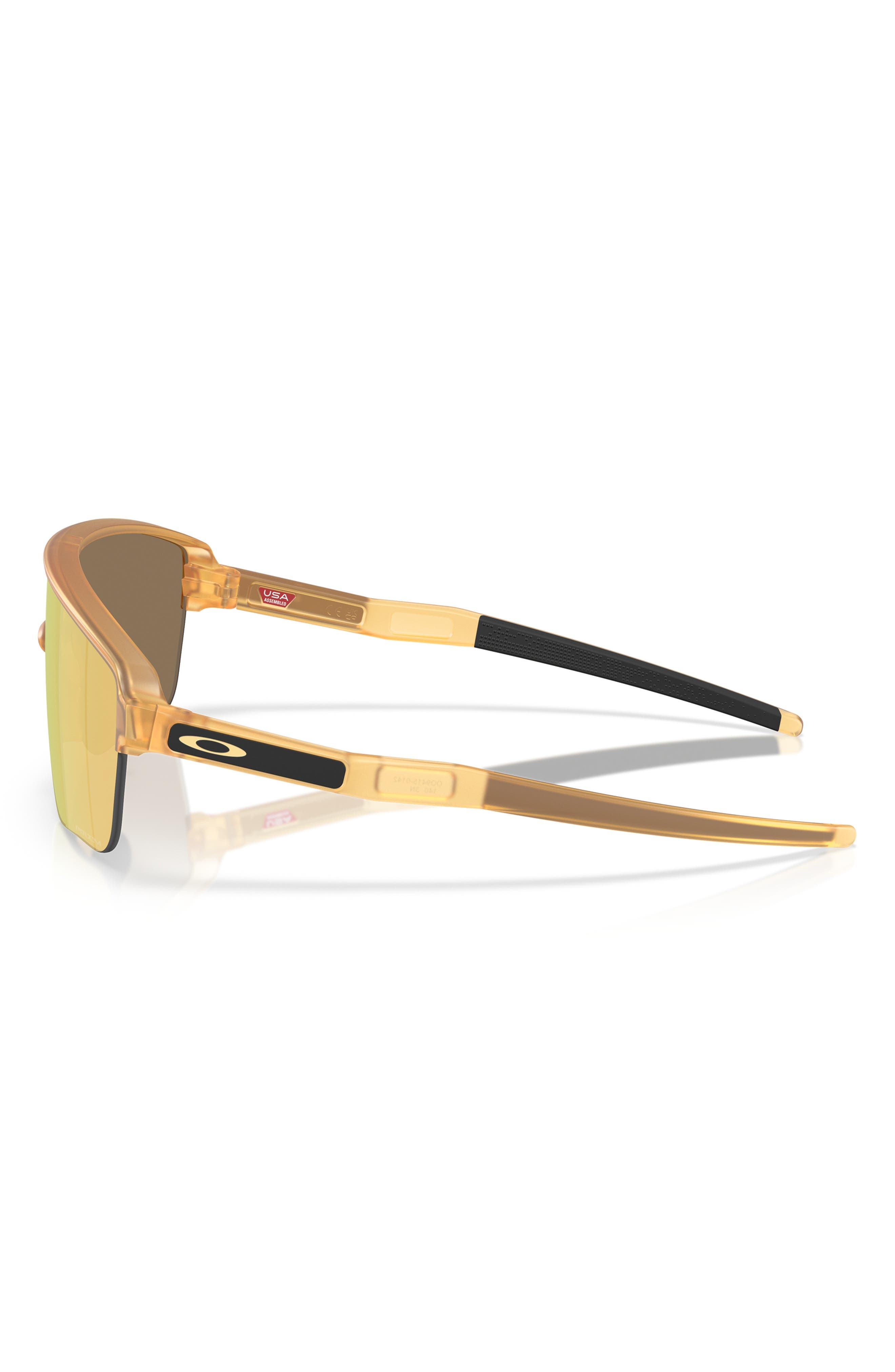 Oakley Corridor 142mm Semi Rimless Prizm™ Polarized Shield Sunglasses in Gold at Nordstrom - 4