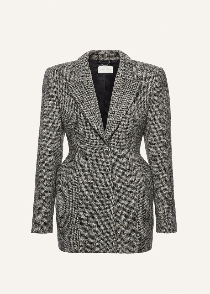 Sculpted hourglass blazer in grey melange 1