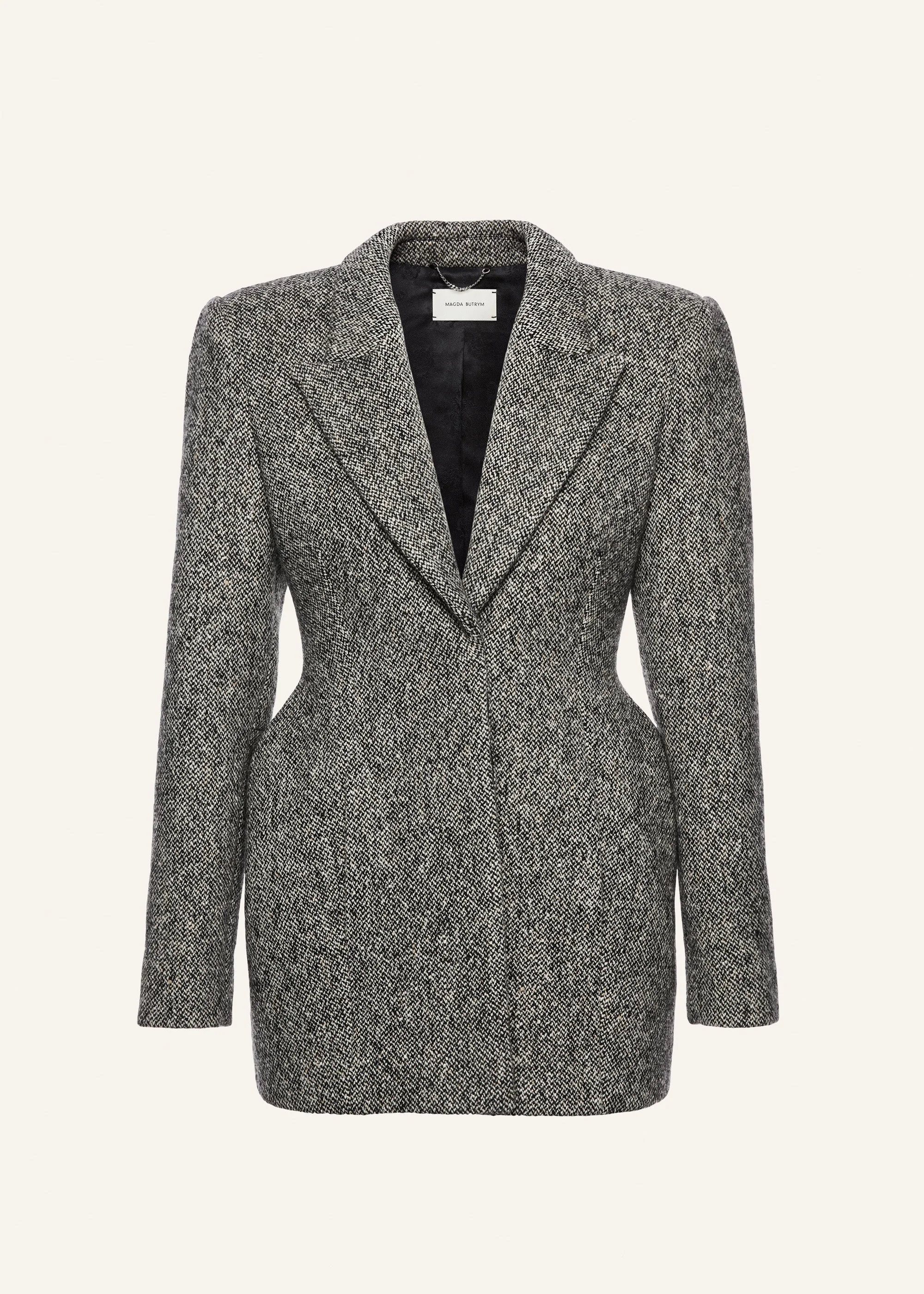 Sculpted hourglass blazer in grey melange - 1