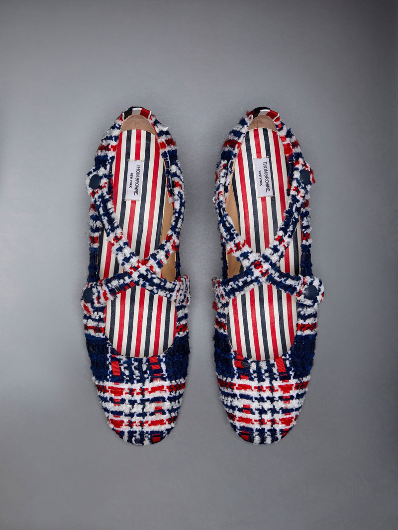 Prince of Wales Chenille Tweed 40mm Block Heel Buttoned Thom John 5