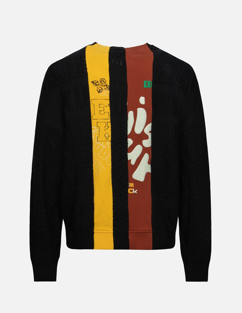 EVISU Patchwork Seagull Embroidery Cable-Knit Relax Fit Sweater outlook