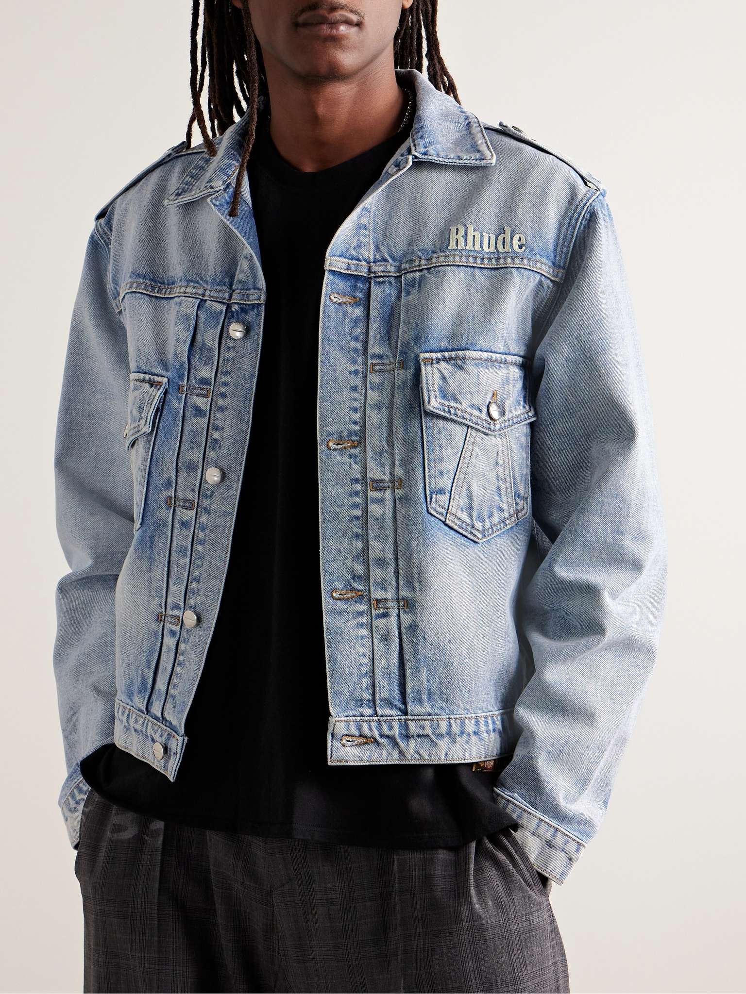 + Lamborghini Logo-Embroidered Denim Jacket - 4