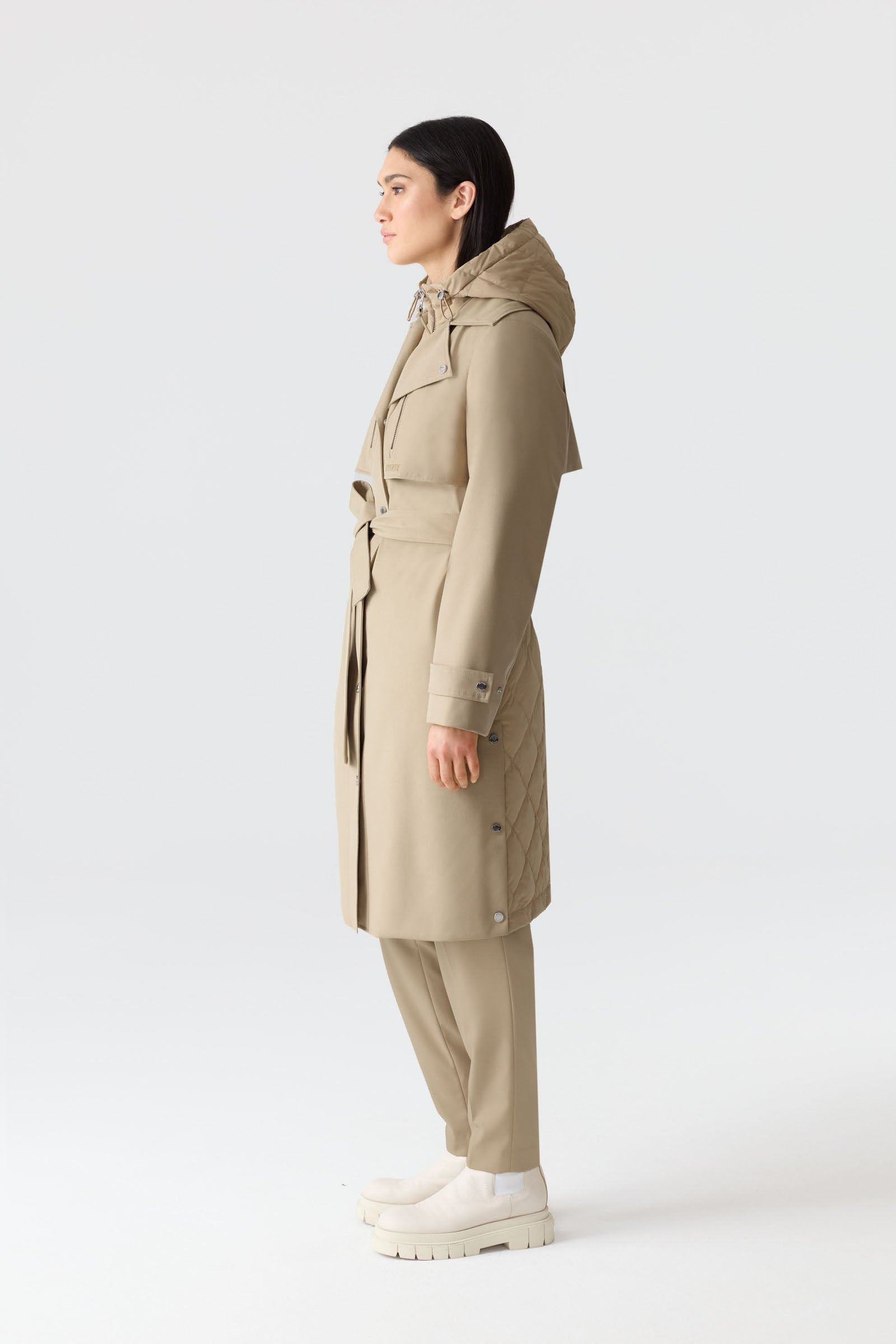 SIOBHAN Down Trench Coat with Removable Bib - 4