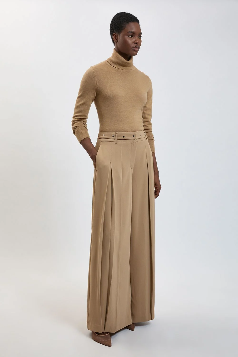 Tailored Crepe Pleated Trousers - 1