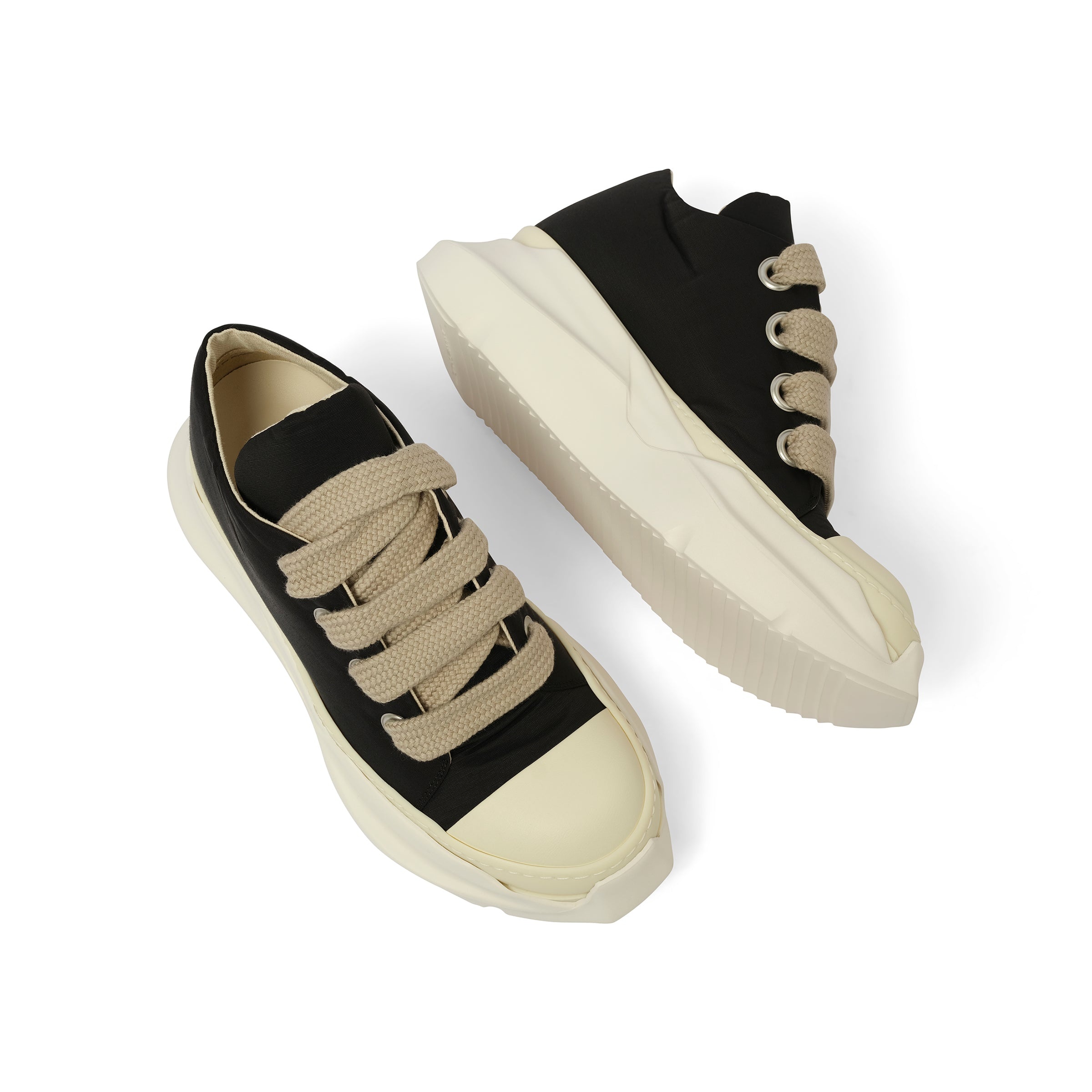さく　 rick abstract jumbo lace 43 Rick Owens Jumbo Laces Abstract Low Sneak - Black/Pearl