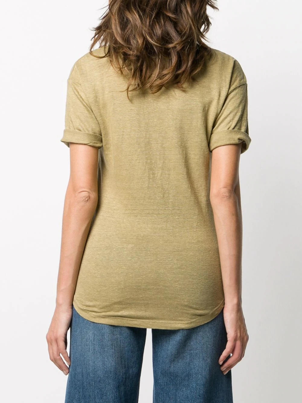 curve-hem linen T-shirt - 4