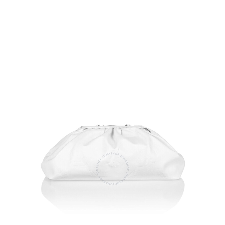Philipp Plein Embossed Monogram Leather Pillow Bag In White - 3