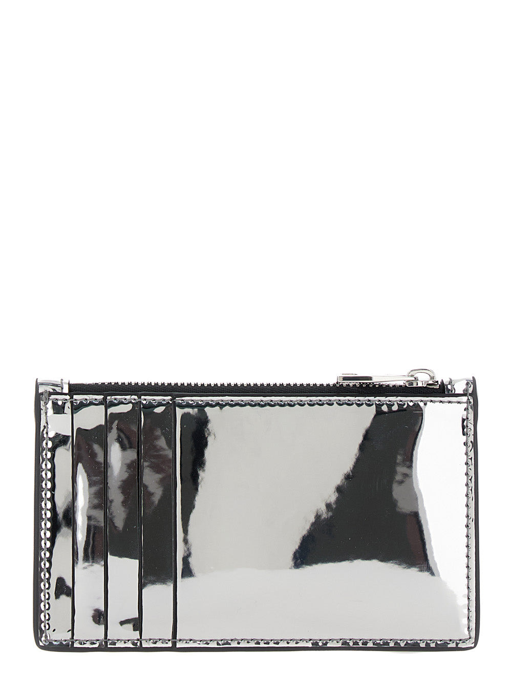 Alexander Mcqueen Men Silver Card-Holder With Mcqueen Graffiti Logo In Laminated Leather Man - 4