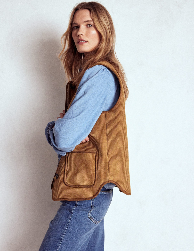 Clerkenwell Reversible Gilet-Hazelnut Brown, Natural 5