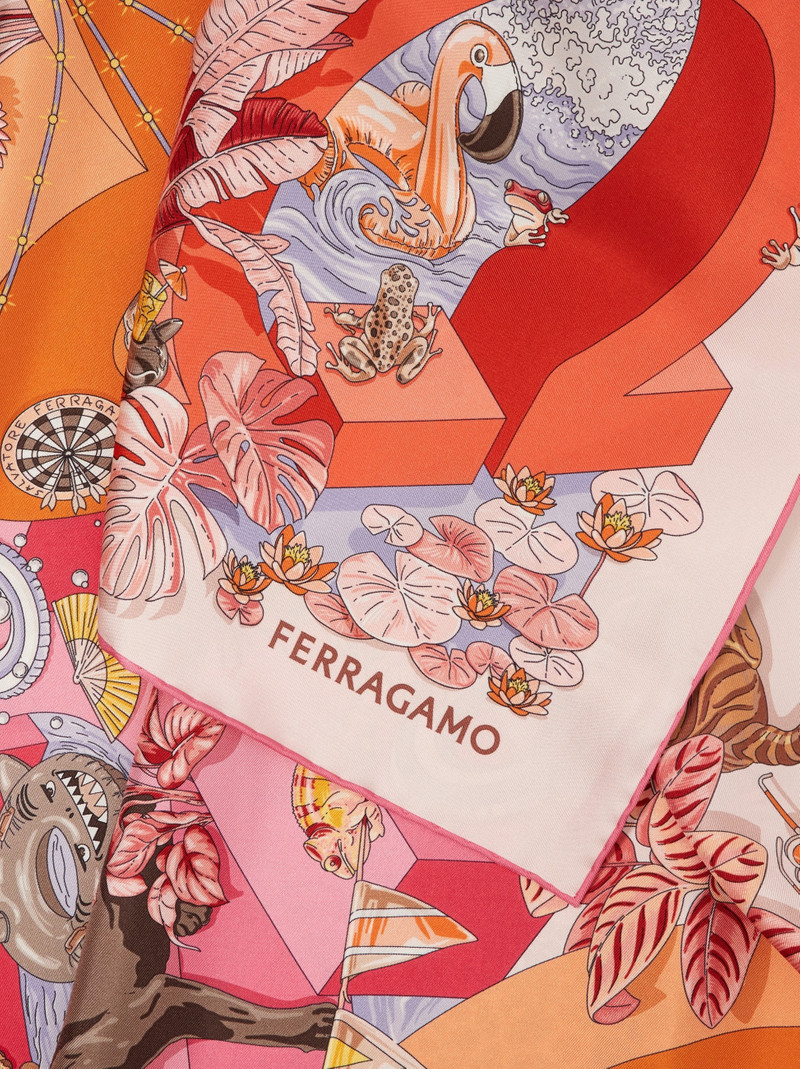 FERRAGAMO Jungle Party print silk foulard outlook