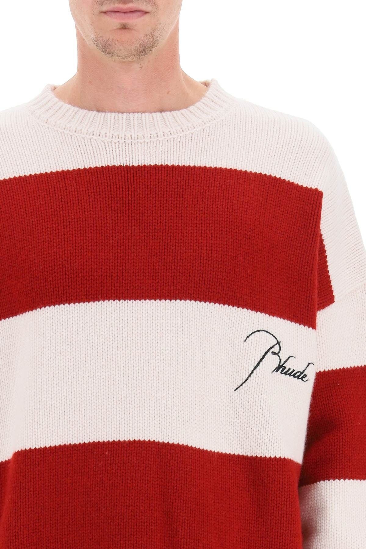 STRIPED SWEATER WITH EMBROIDERED LOGO - 5