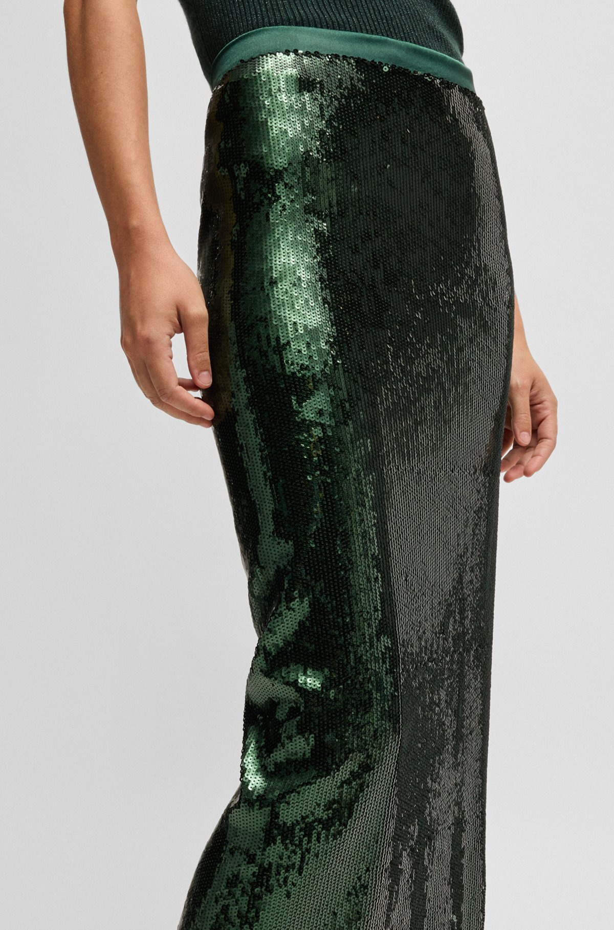 RELAXED-FIT MAXI SKIRT WITH SEQUIN EMBELLISHMENTS - 5