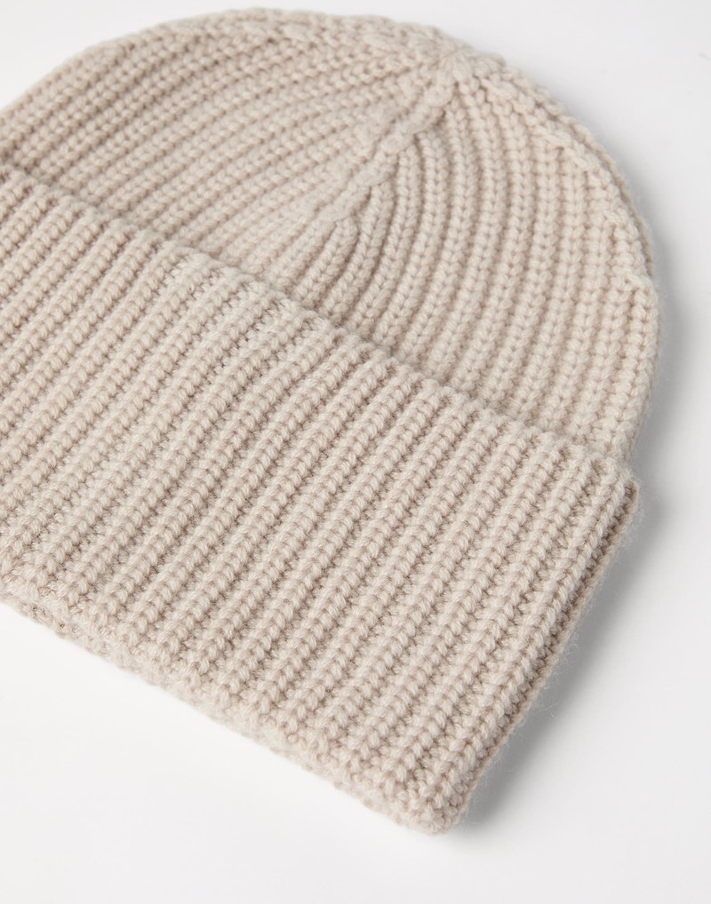 Brunello Cucinelli Cashmere English rib knit beanie outlook