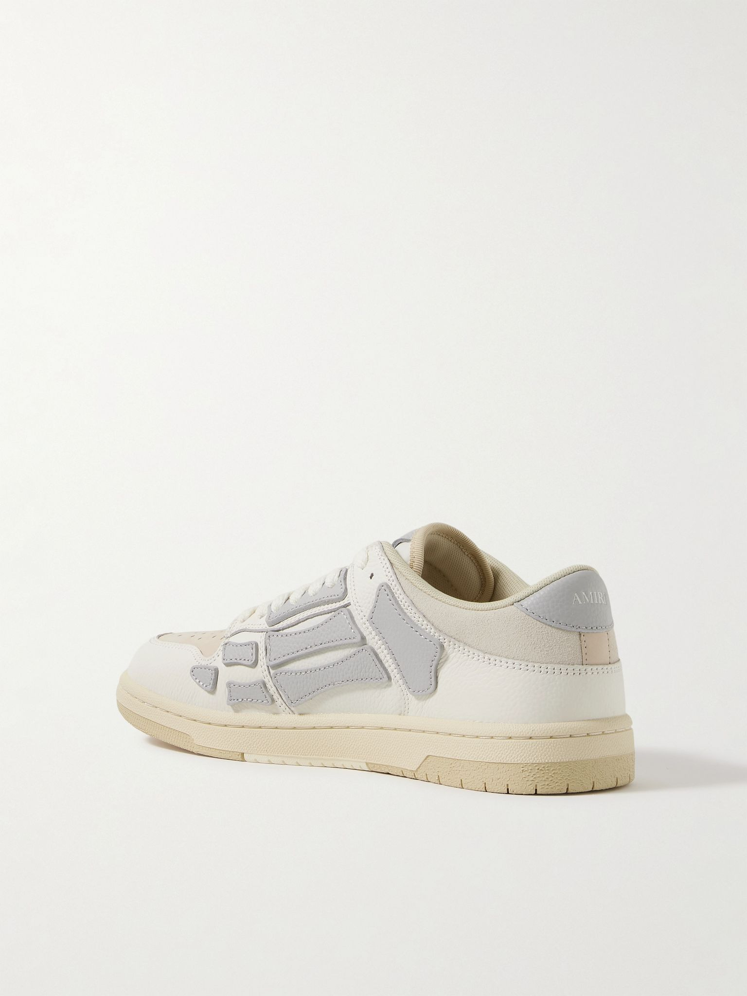 Skel-Top Suede-Trimmed Appliquéd Leather Sneakers Off-white - 4