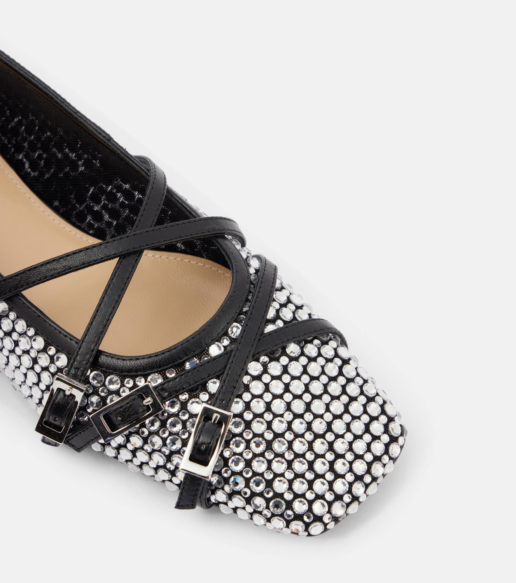 Crystal-embellished mesh ballet flats - 5