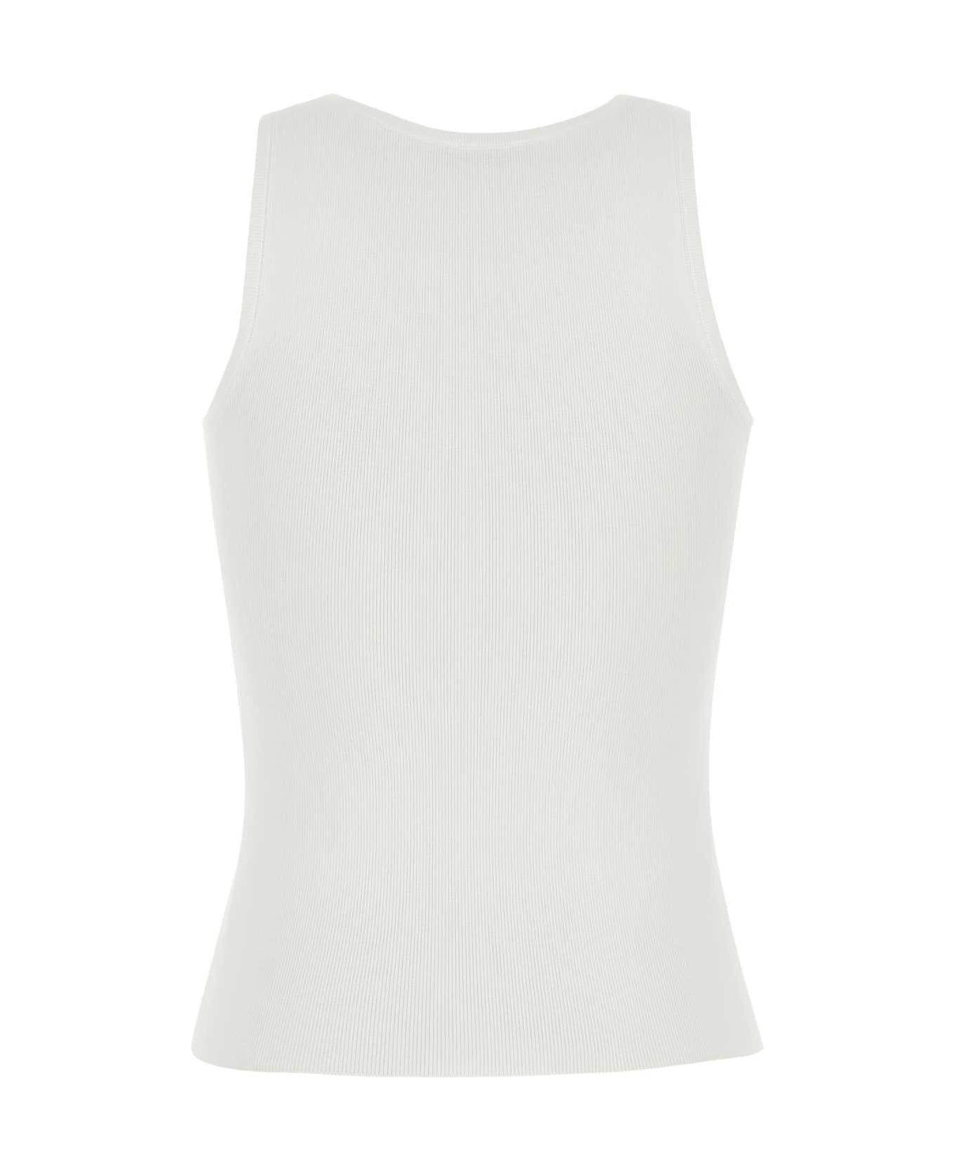 White Viscose Blend Tank Top - 2