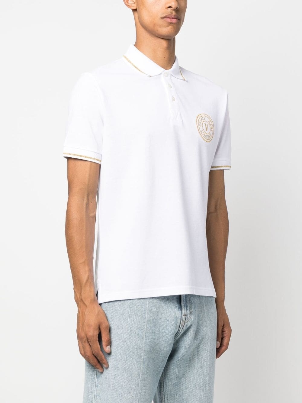 logo-embroidered cotton polo shirt - 3