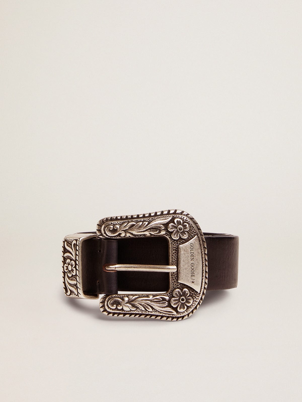 Golden Goose Women's belt in black leather with silver