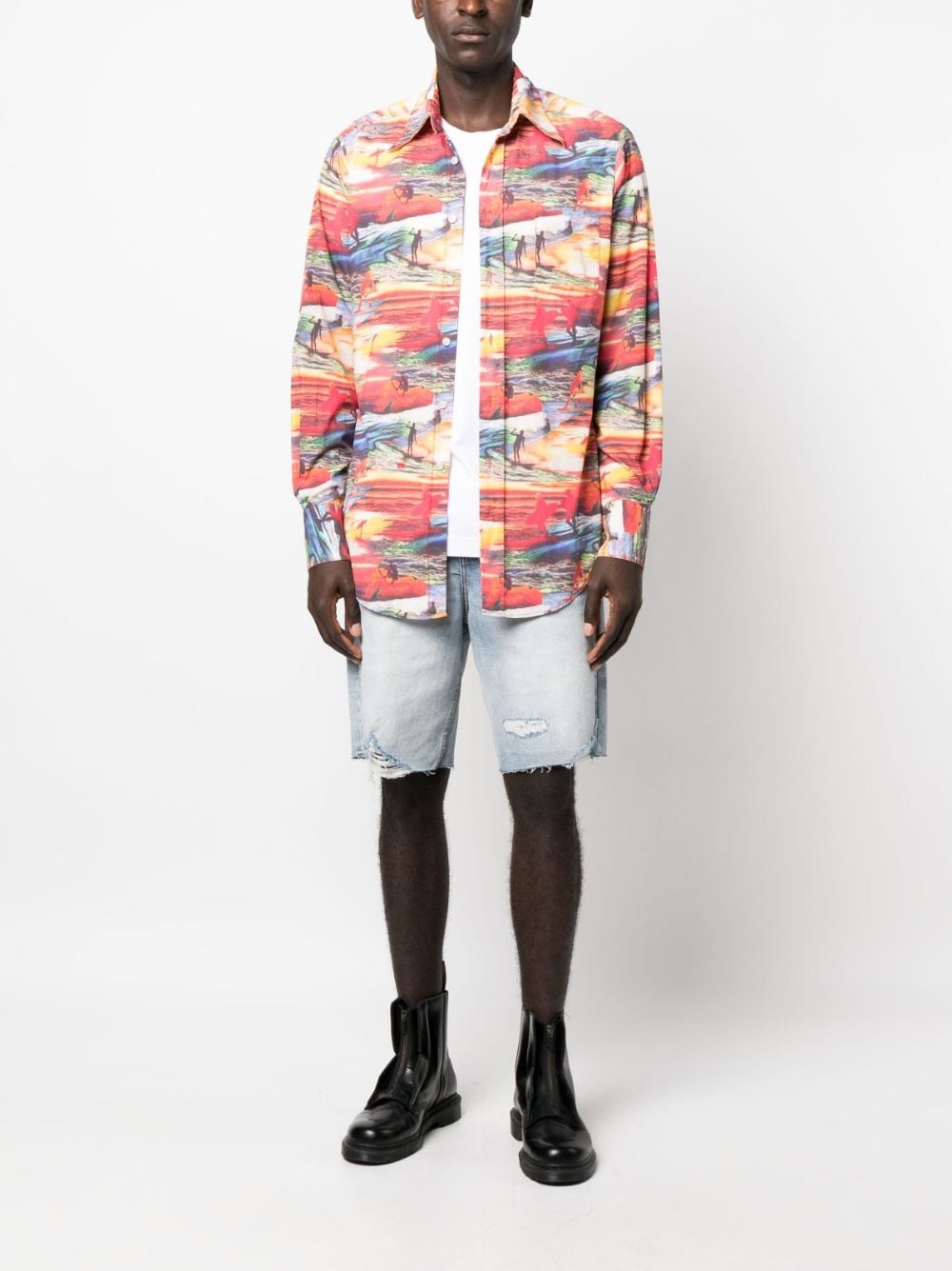 Sunset-print cotton shirt - 2