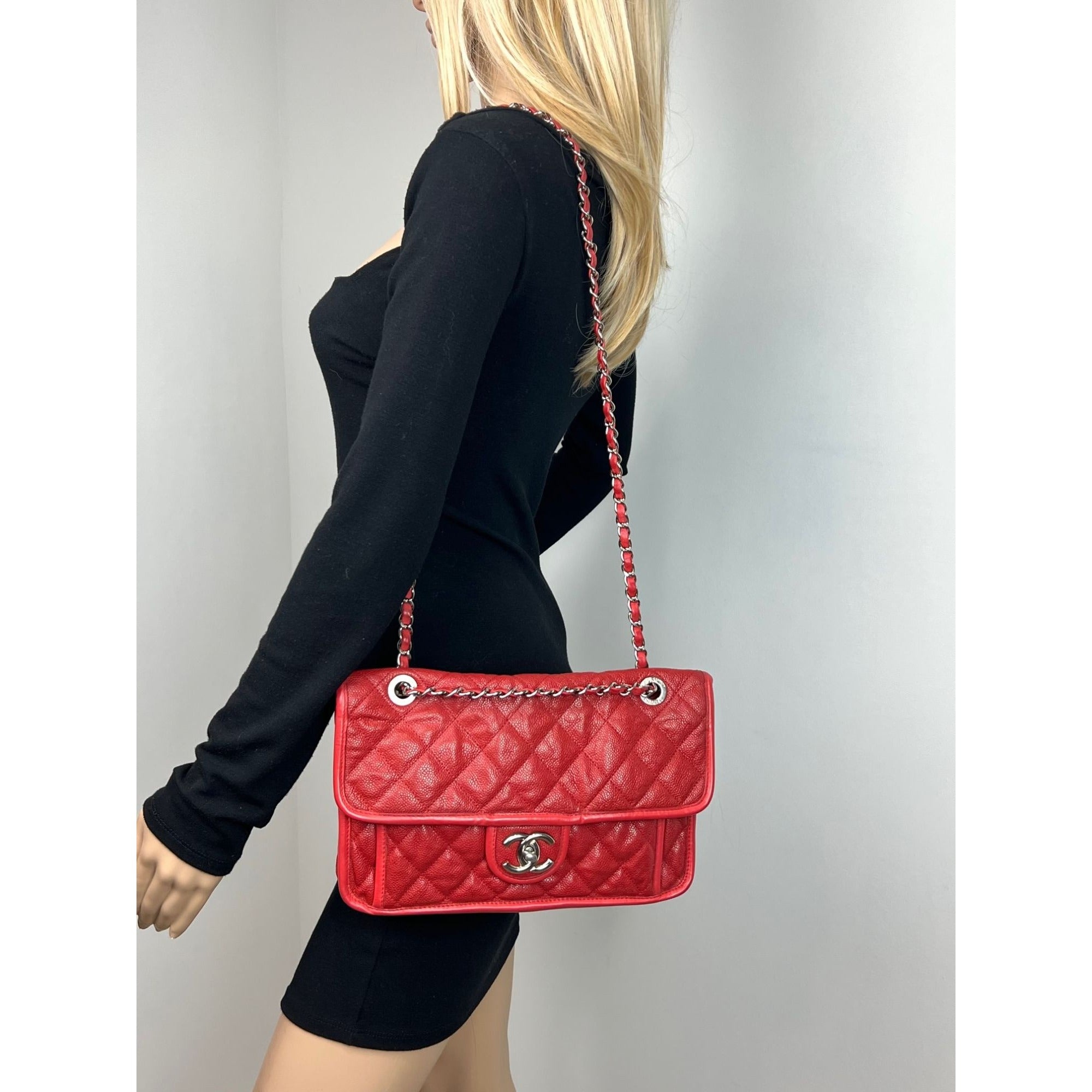 Chanel Caviar Quilted Medium French Riviera Red Flap - 19