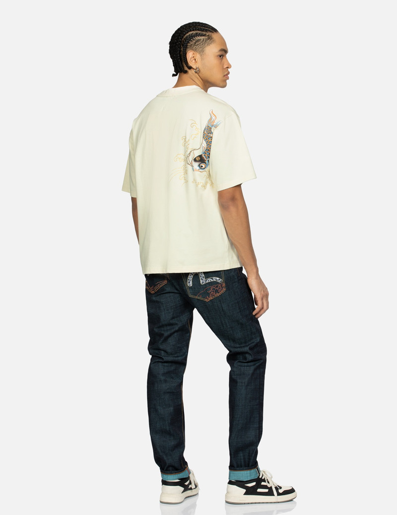 SASHIKO PATTERN POCKETS CARROT FIT JEANS #2017 3