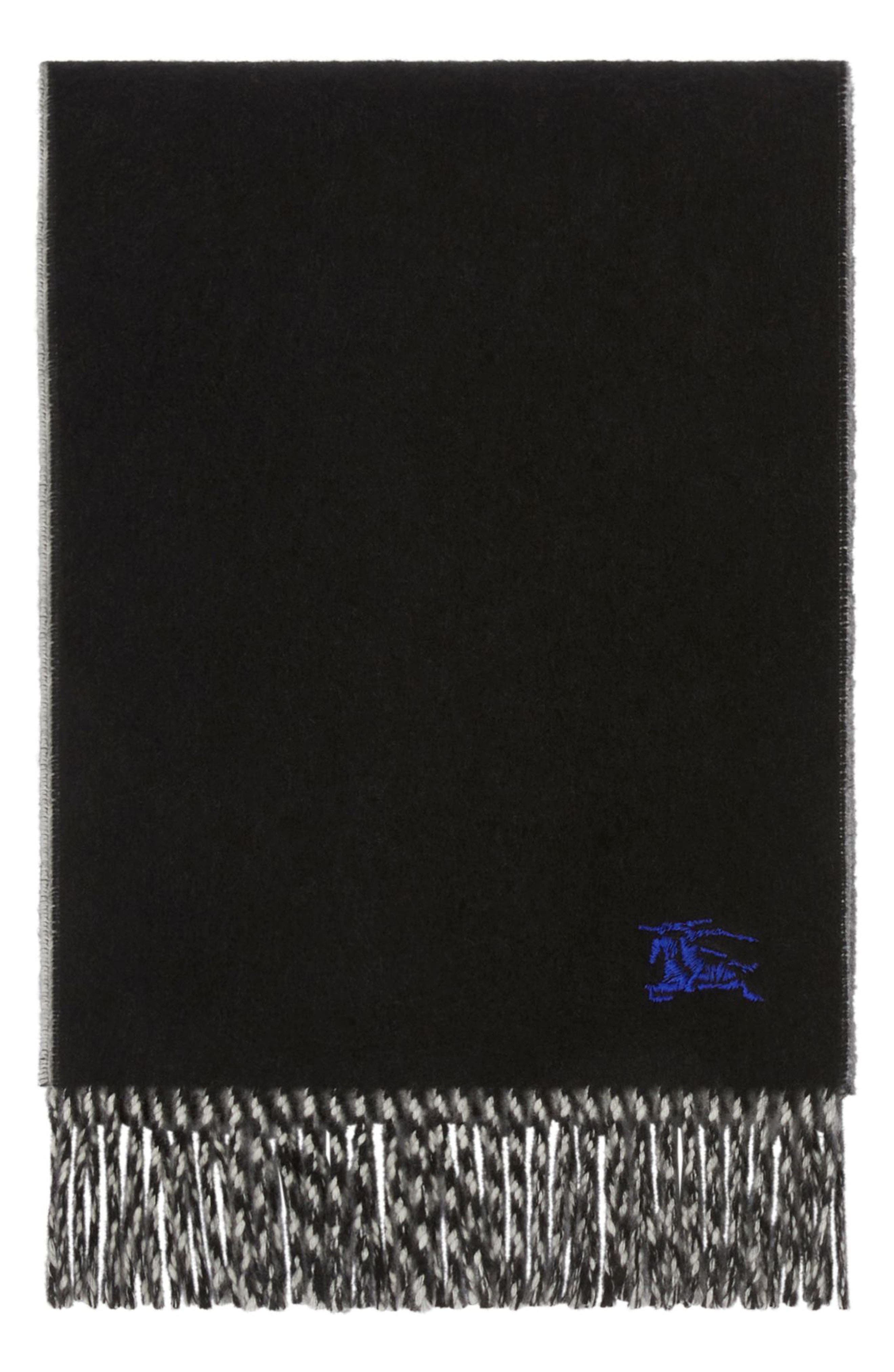 burberry Reversible EKD Embroidered Cashmere Scarf in Black/Mitten Grey at Nordstrom - 3