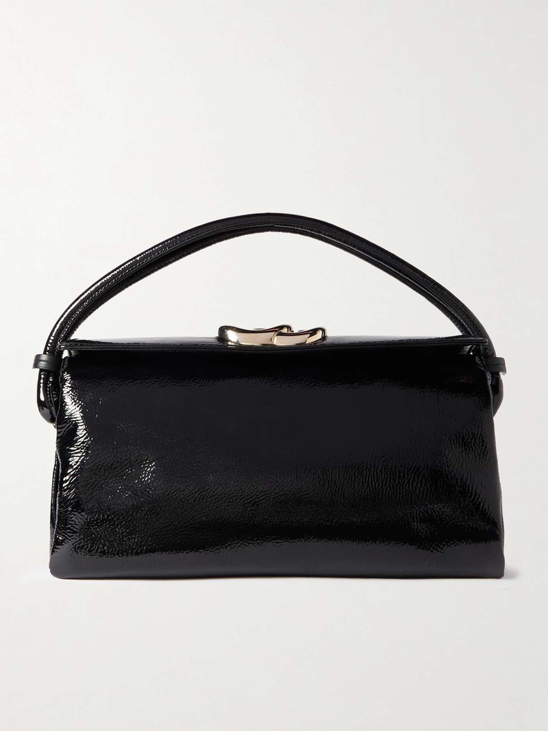 Embellished crinkled patent-leather tote - 1