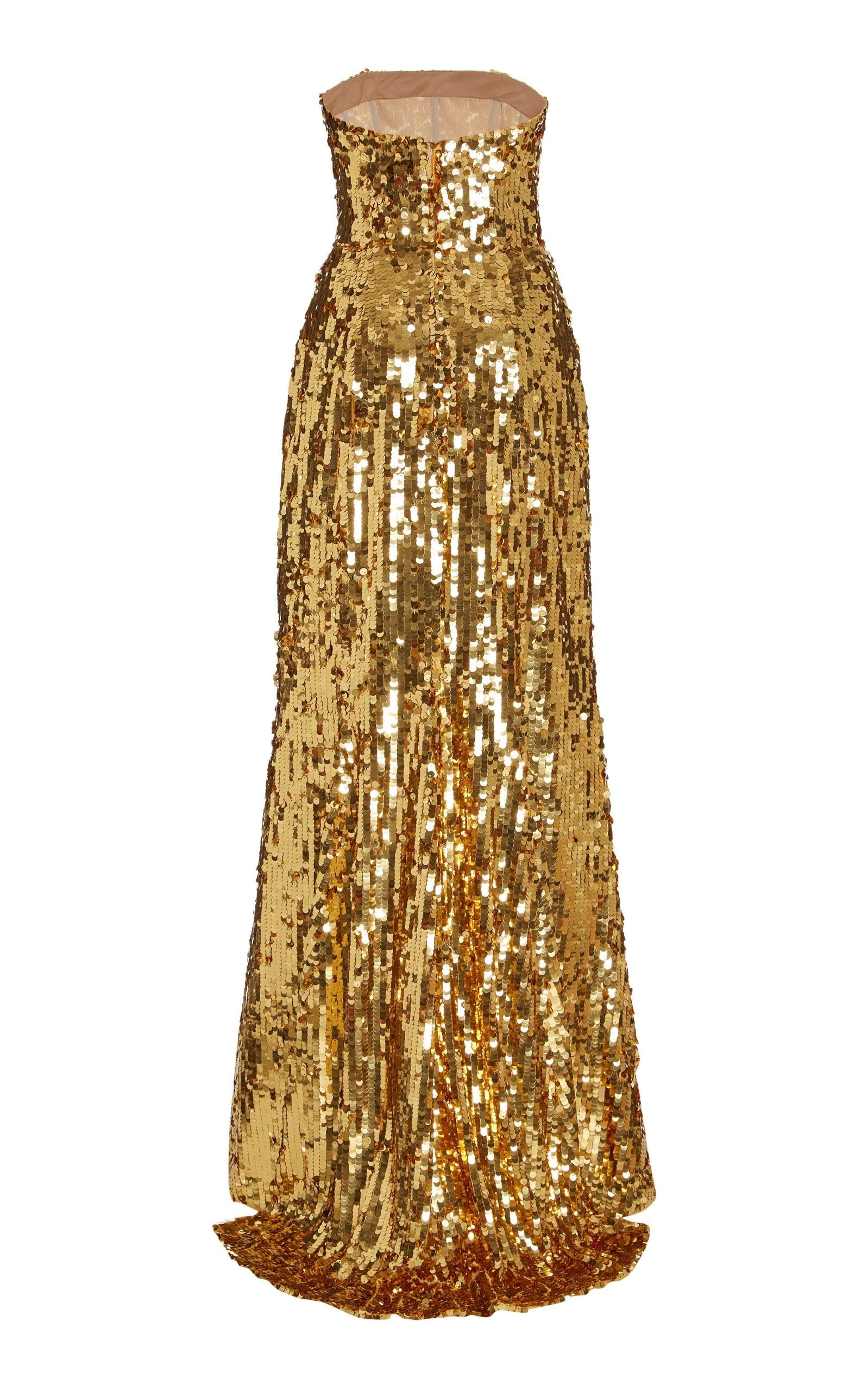 Sequined Strapless Gown Dress - 5