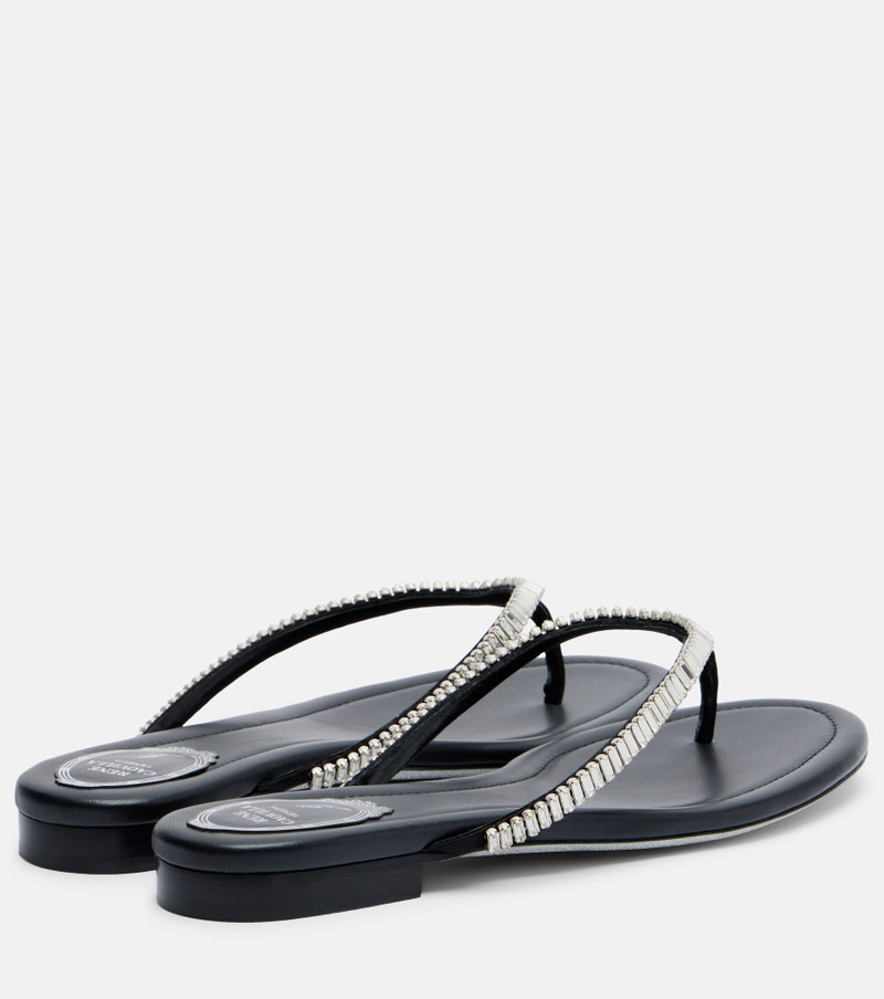 RENE CAOVILLA Embellished satin thong sandals outlook