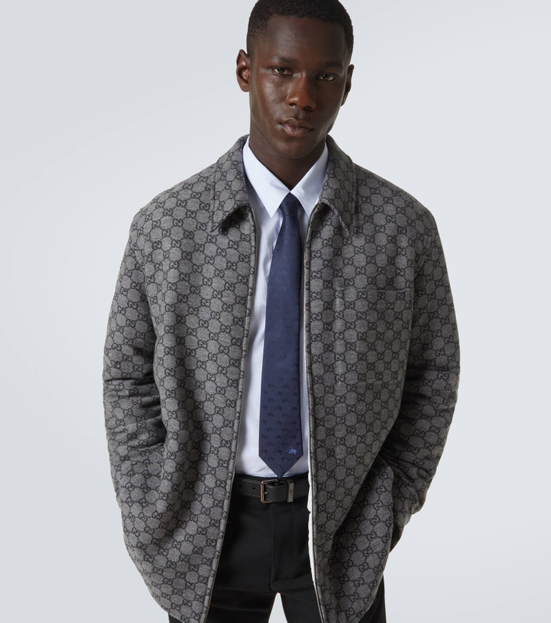 GUCCI Embroidered logo silk jacquard tie outlook