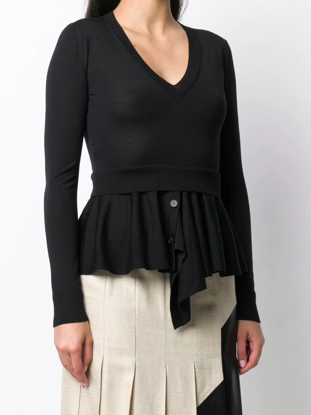 peplum-hem knitted jumper - 3