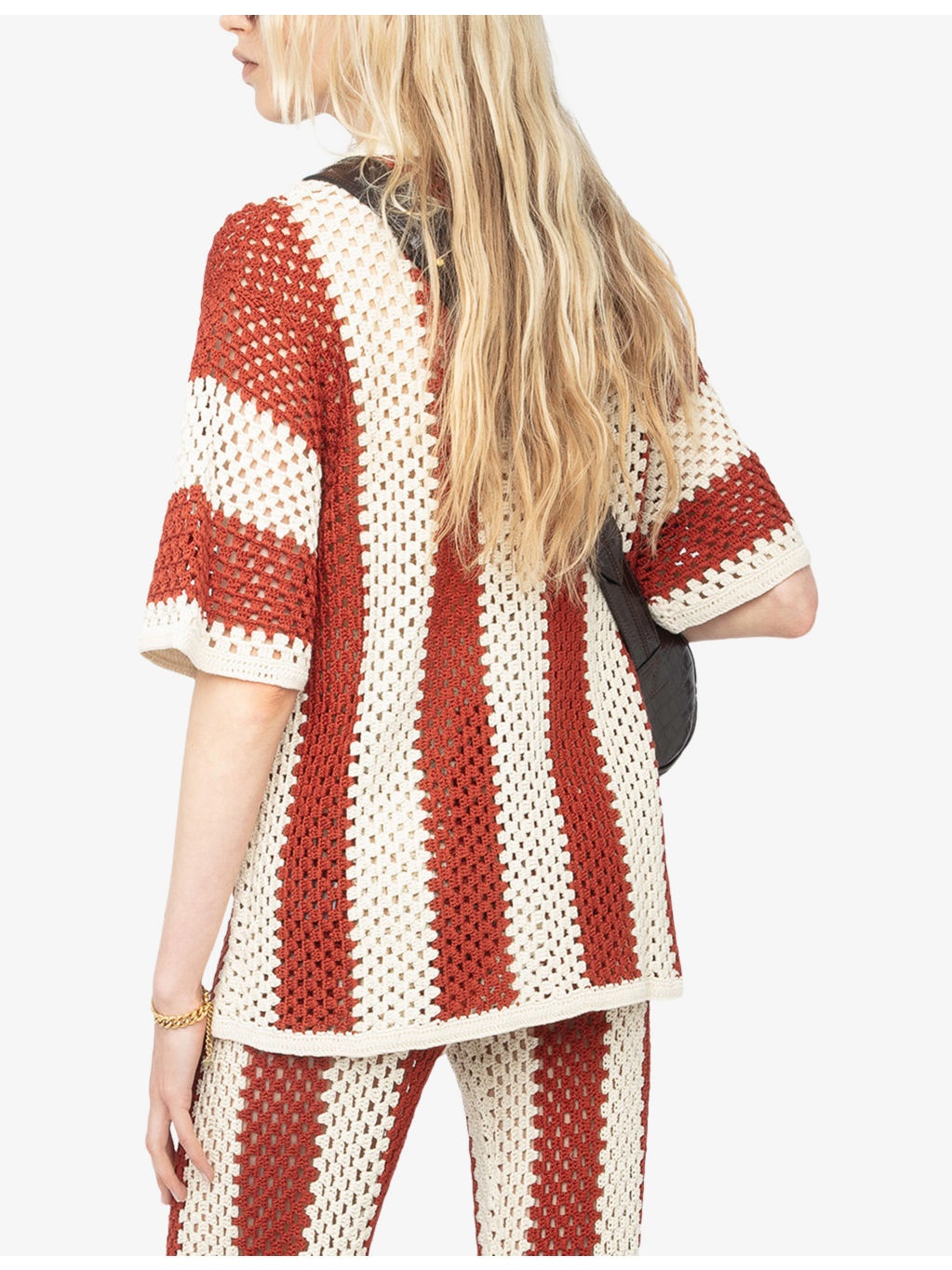 Ciara Striped Cotton-Crochet Shirt - 4