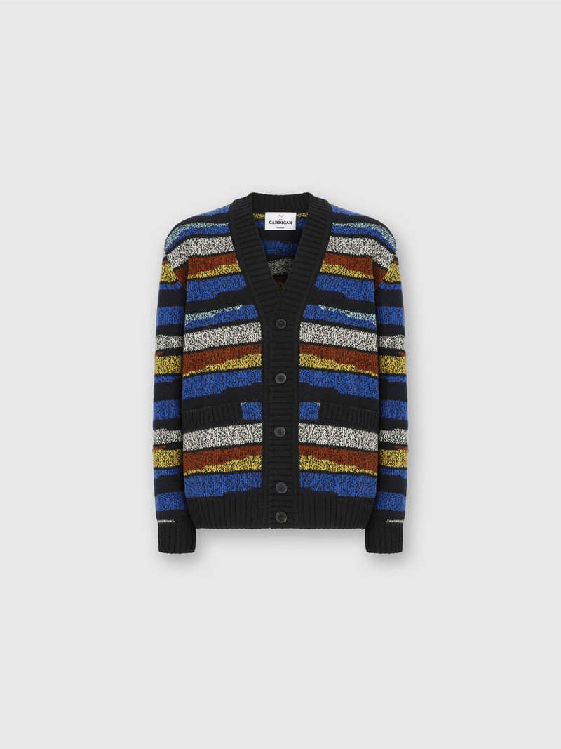 The cardigan in pure wool with inlay 1