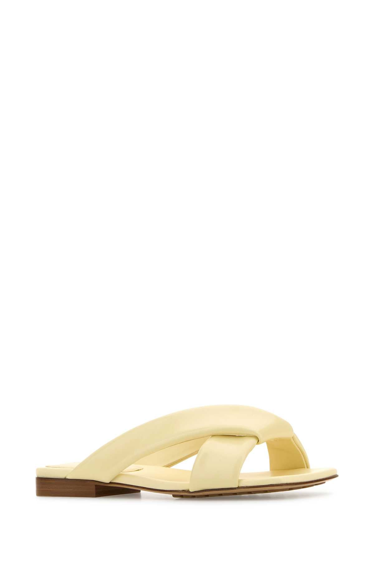 Bottega Veneta Women Pastel Yellow Leather Riva Slippers - 2