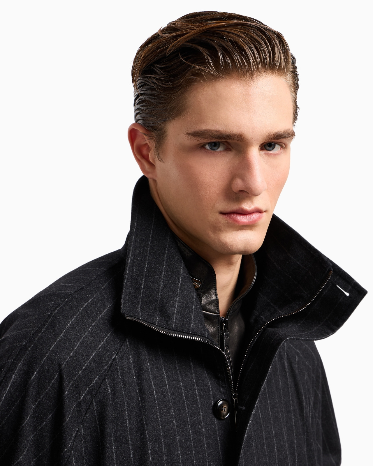 PINSTRIPED CASHMERE AND WOOL-BLEND COAT - 5
