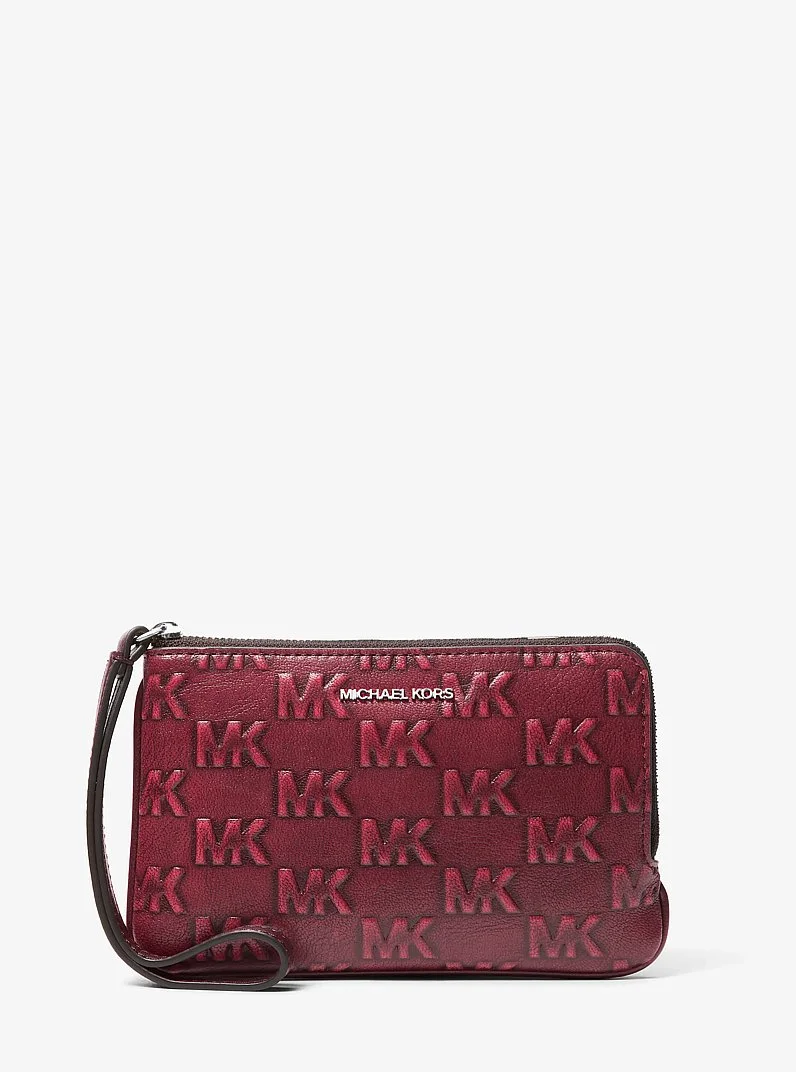 Jet Set Travel Small Burnished Logo Embossed Wristlet - 1
