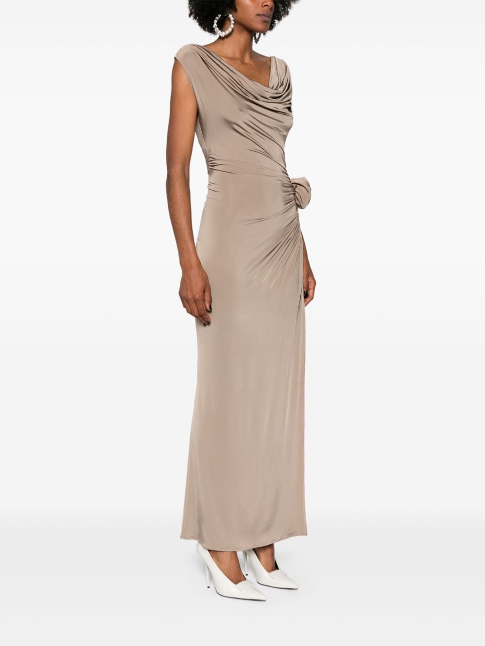 floral-appliqué jersey midi dress - 3