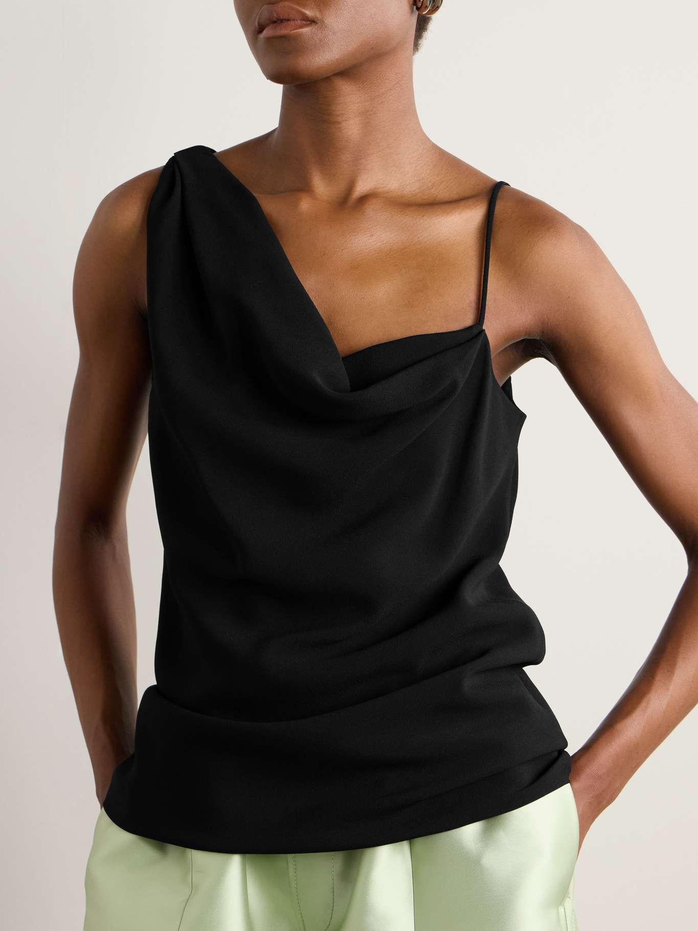Asymmetric draped crepe top - 3