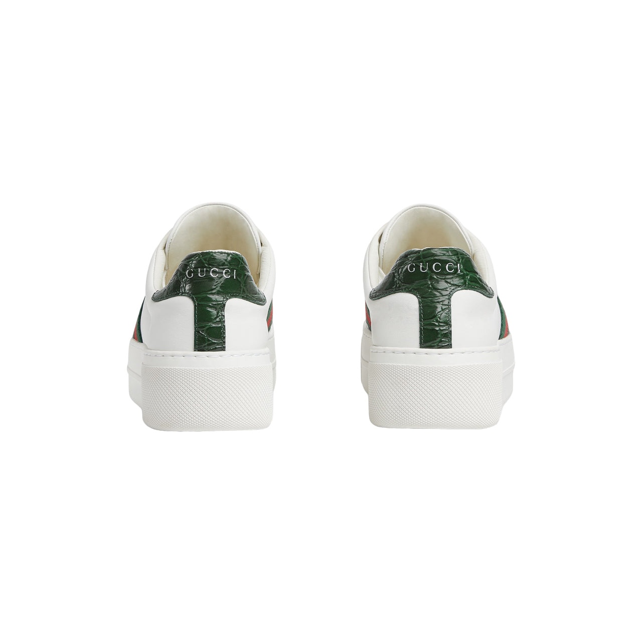 (WMNS) Gucci Ace Leather Platform 'White Green' 791399-AACAG-9055 - 4