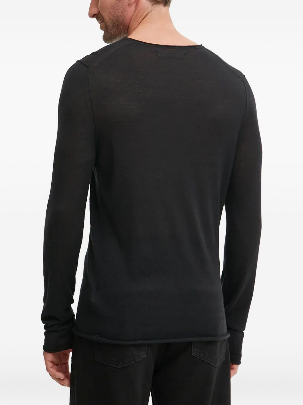 raw-edge long-sleeve jumper - 3