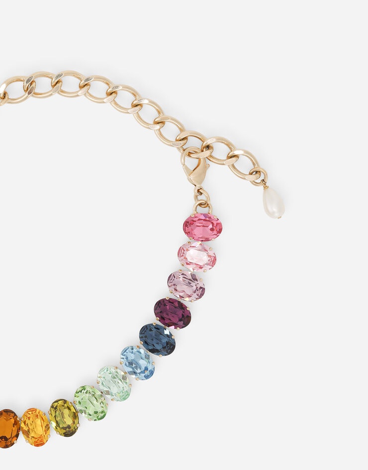 Necklace with multi-colored rhinestones - 4