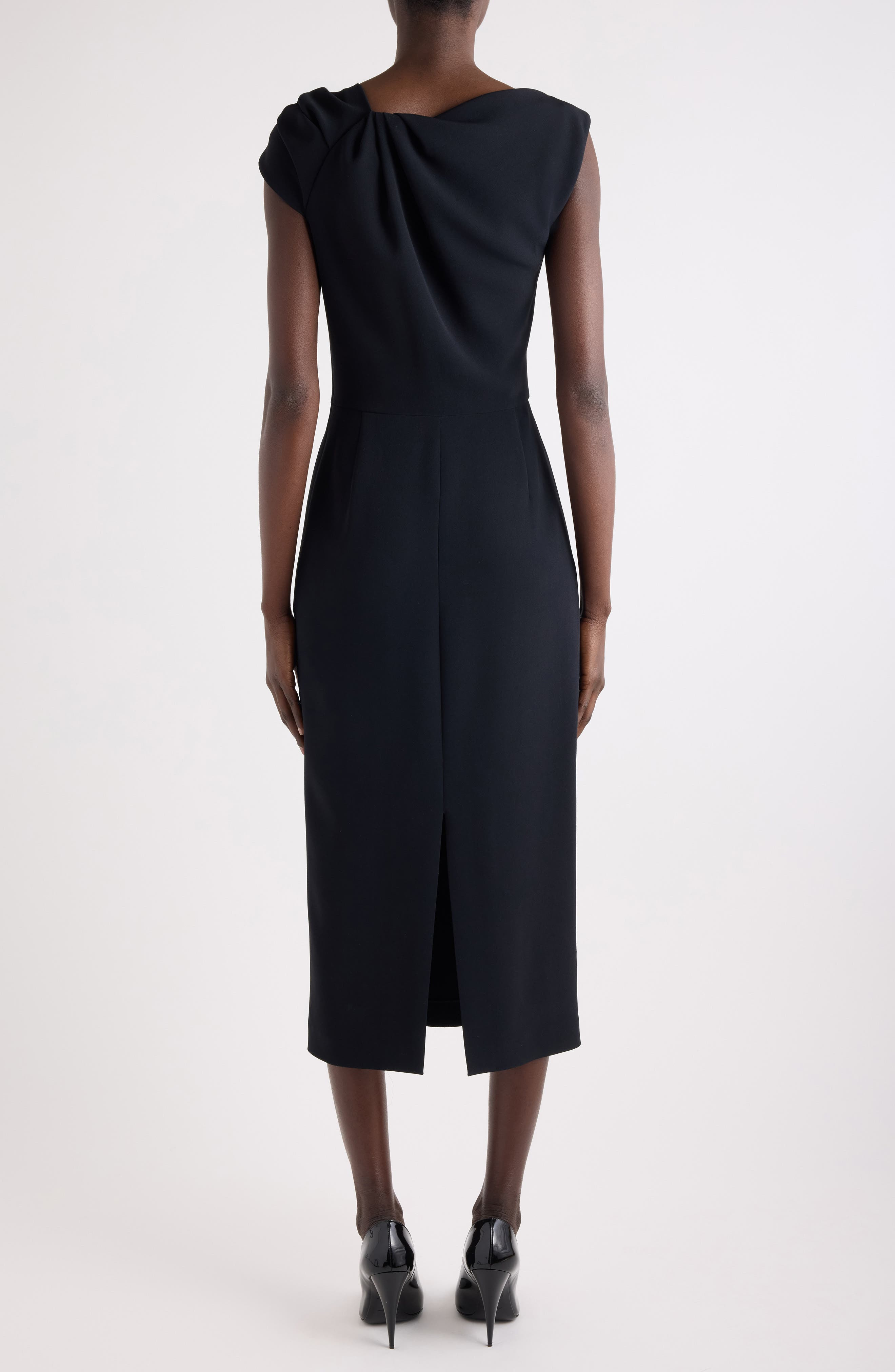 Givenchy Draped Crepe Cady Midi Pencil Dress in Black at Nordstrom - 3