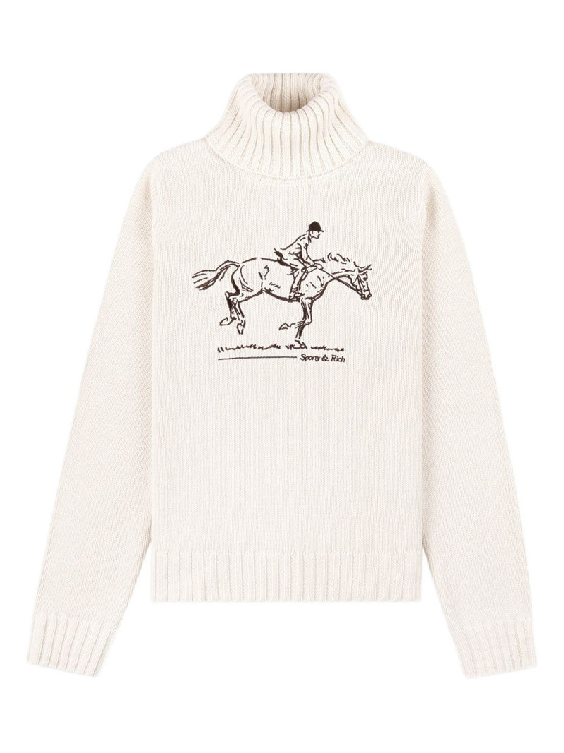turtleneck equestrian-embroidered sweater 1