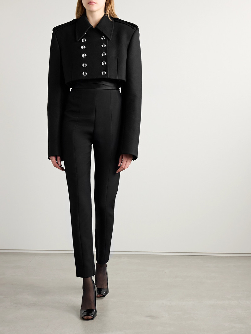 KHAITE Leara Double-breasted Cropped Wool-blend Felt Jacket outlook