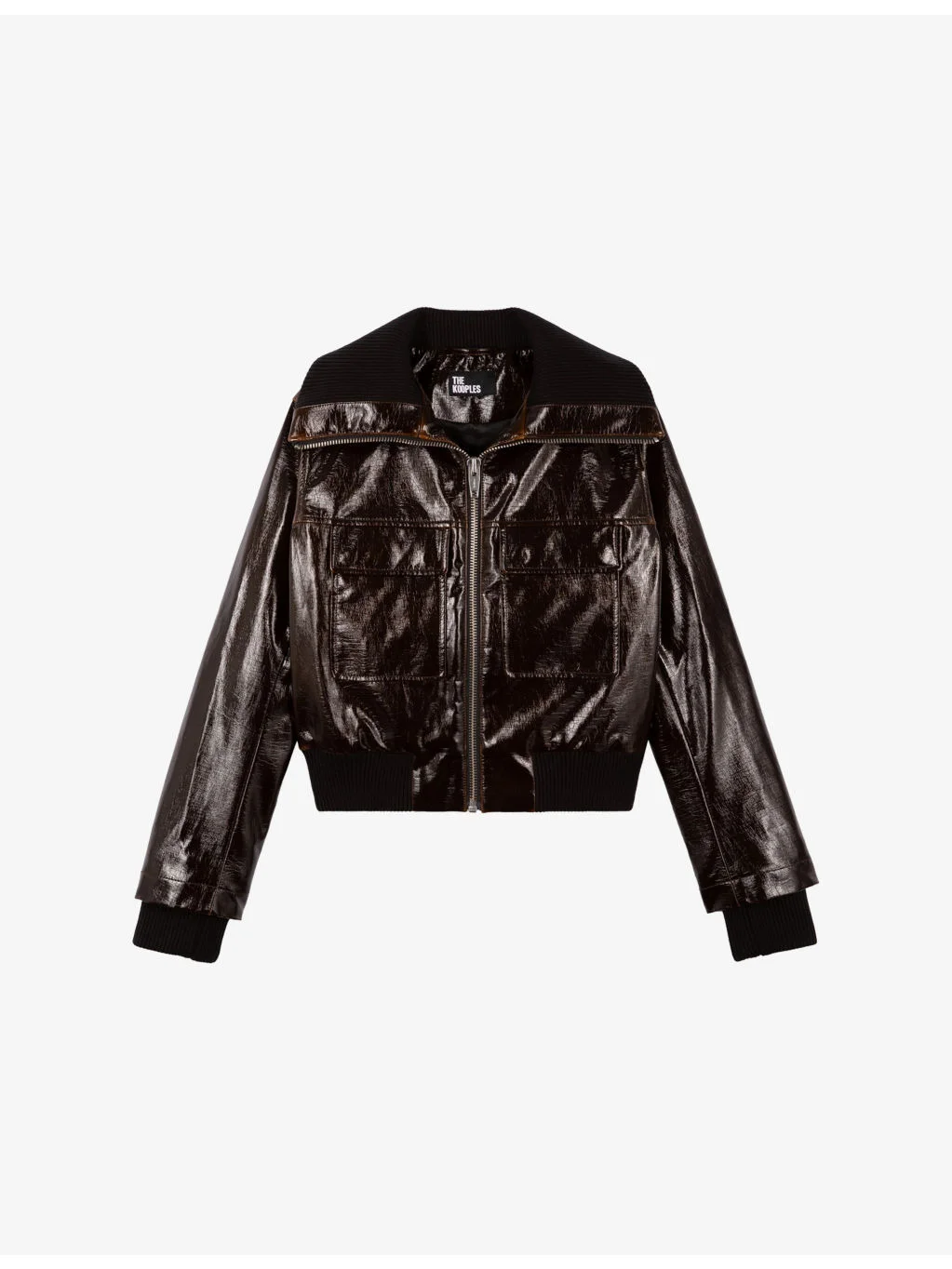 Flap-Pocket Vinyl-Effect Woven Jacket - 1