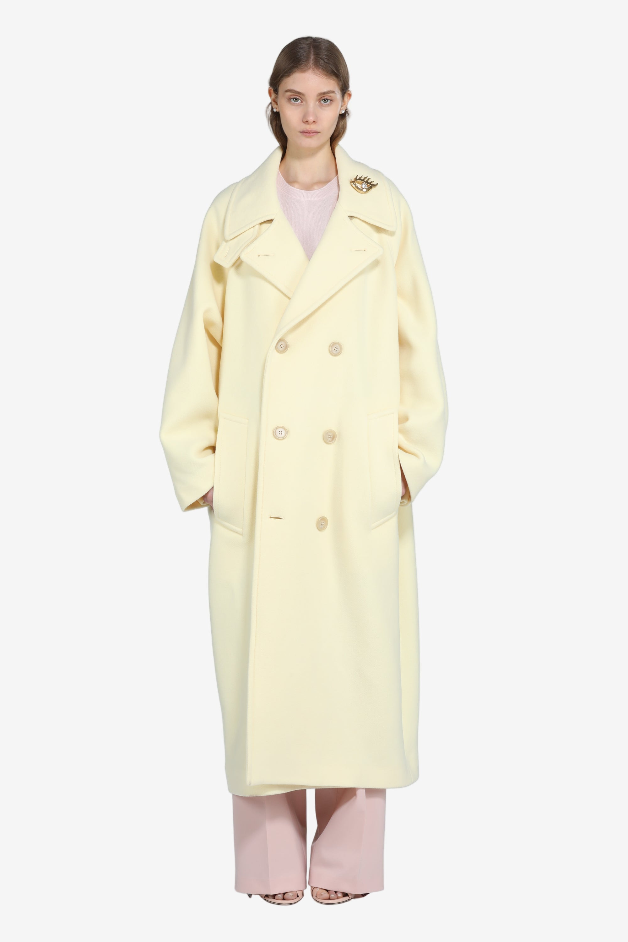 LONG CLOTH COAT WITH WIDE LAPELS - 4