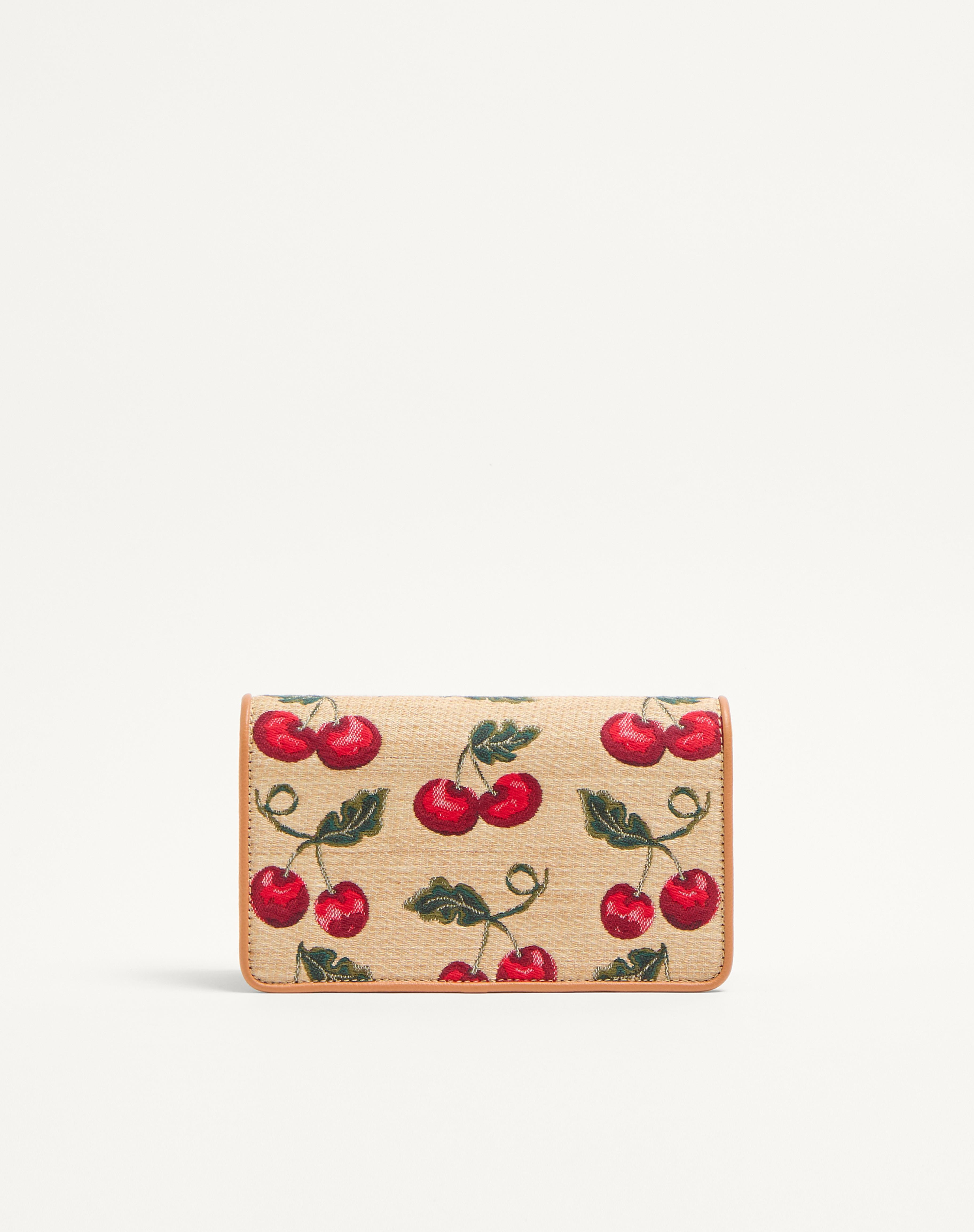VLOGO SIGNATURE MINI SHOULDER BAG IN JACQUARD RAFFIA WITH CHERRYFIC PATTERN - 5