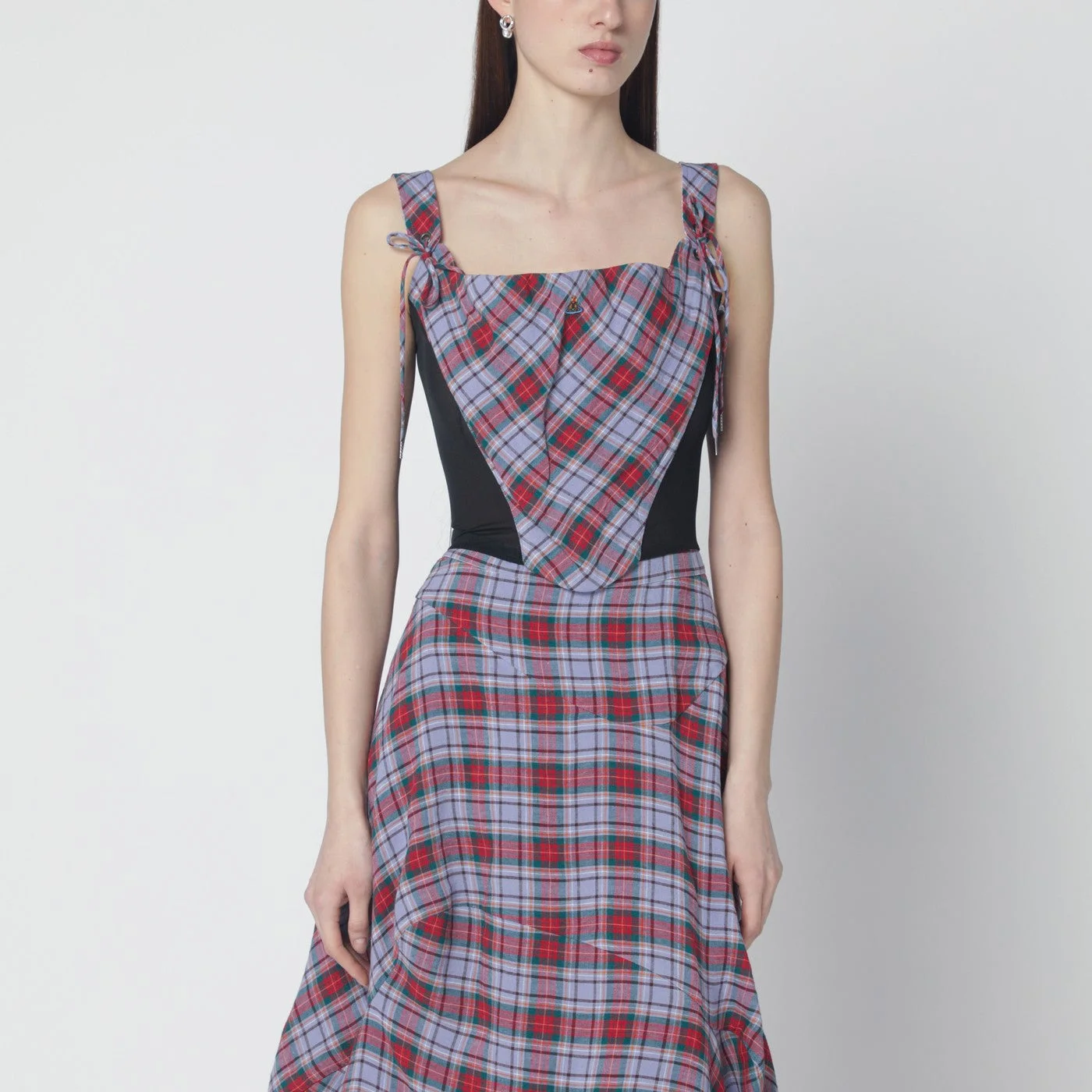 Puppy linen corset with tartan pattern - 1