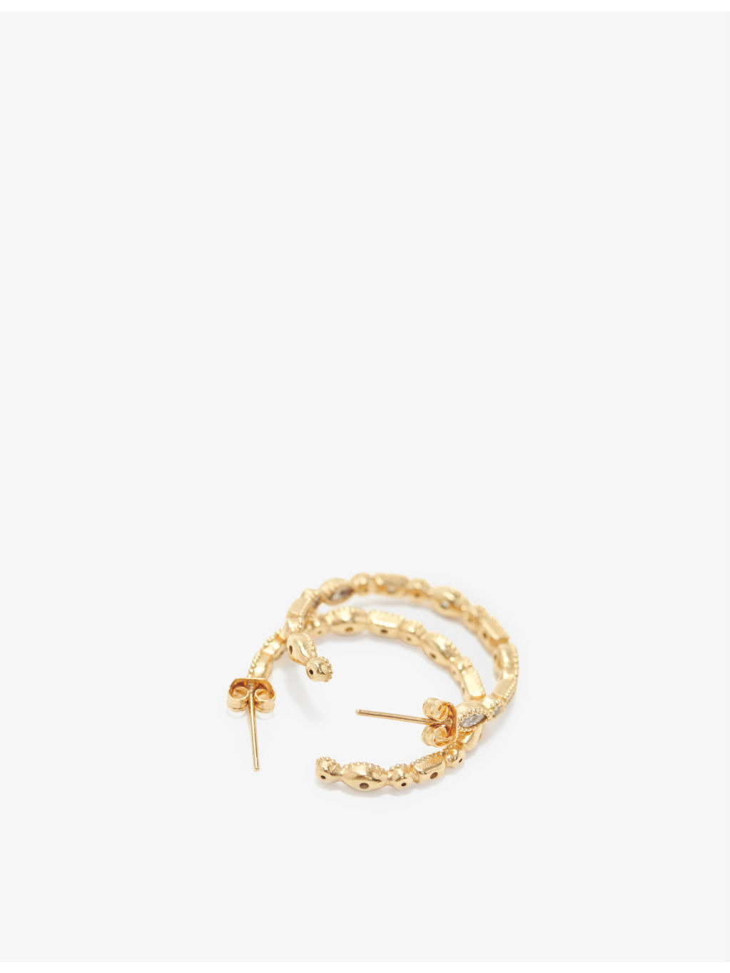 Crystal-embellished brass hoop earrings - 5