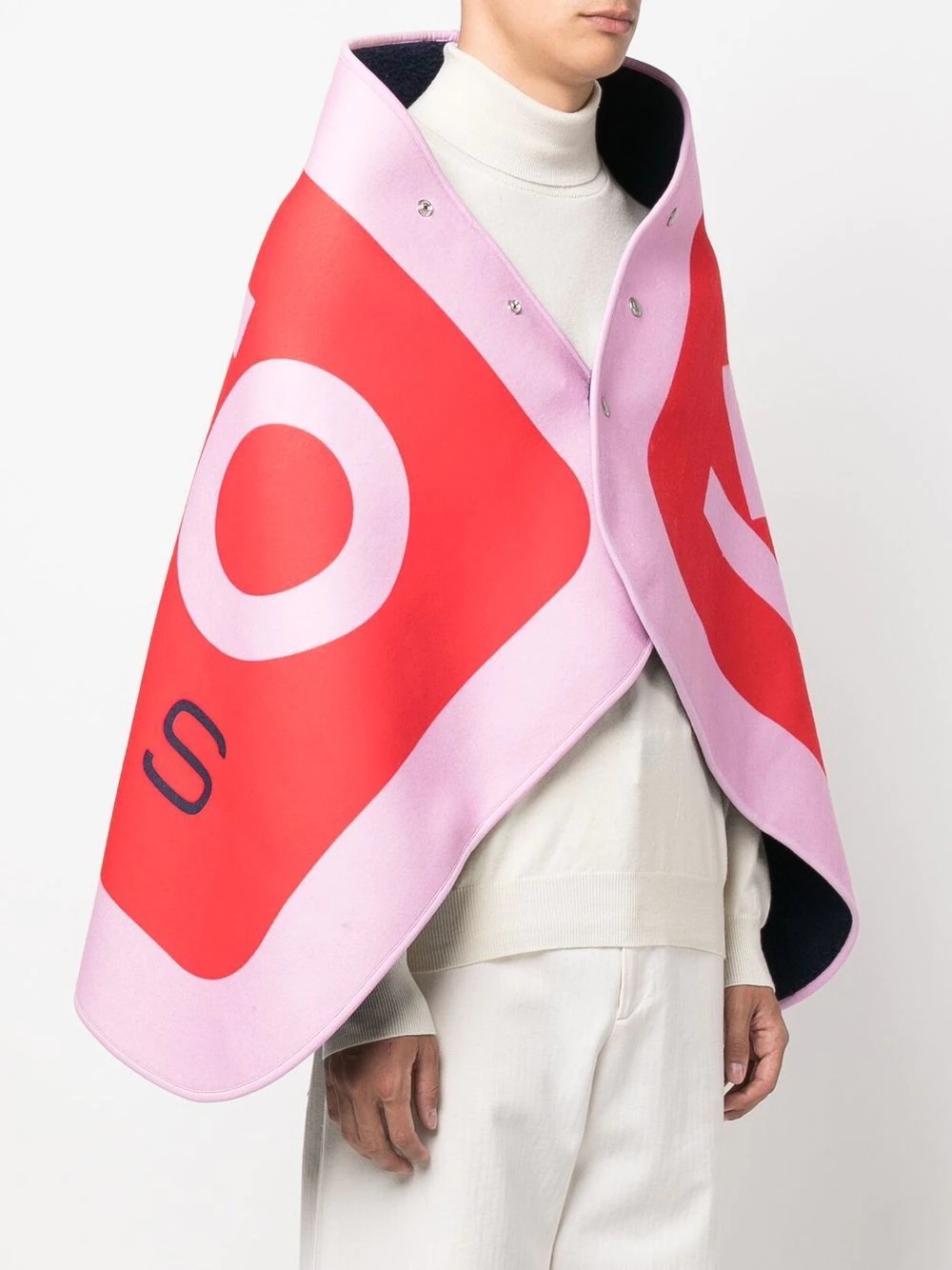 logo-print detail cape scarf - 4